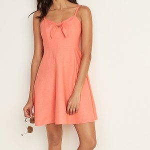 Old Navy Fit & Flare Linen-Blend Tie-Front Cami Dress in Coral - NEVER WORN